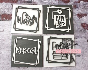 Laundry Wood Sign, Wash, Dry, Fold, and Repeat.  Wash today or naked tomorrow. Laundry Room Decor, Farmhouse Wall Art