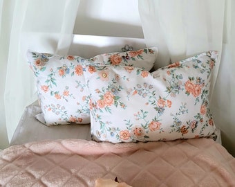 Vintage Shabby Chic Pillow, Peach Floral Pillow, Small Pillows, Vintage Theme