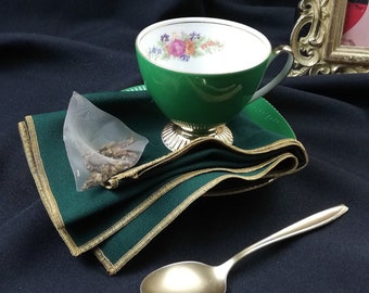 Chodziez Tea Cup and Saucer, Green and Gold