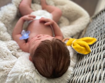 Custom painted full body silicone baby Indigo  closed eyes in super soft platinum silicone blend