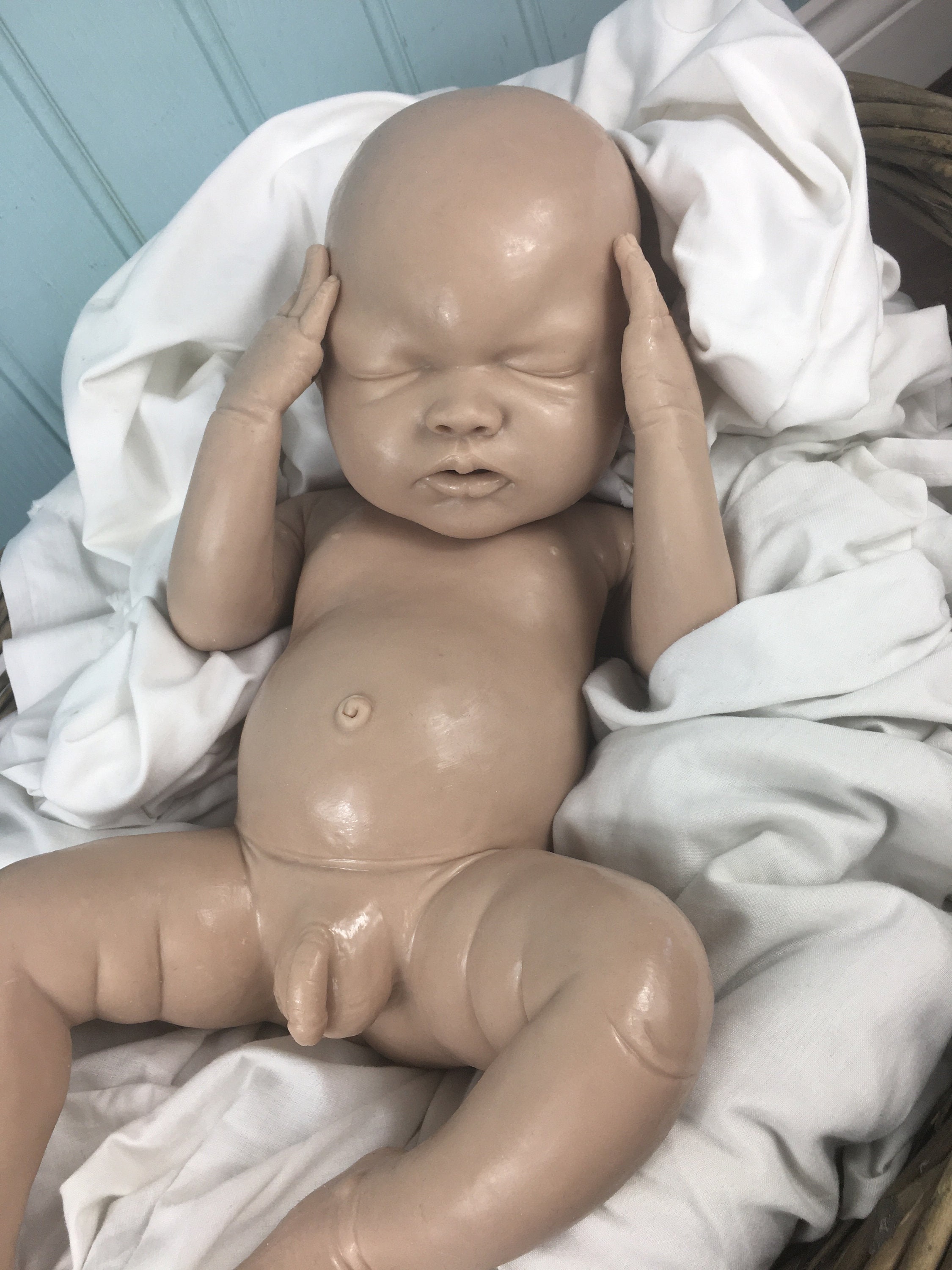 Custom Painted Full Body Silicone Baby Girl Indigo Closed Eyes in Super  Soft Platinum Silicone Blend, Bald 