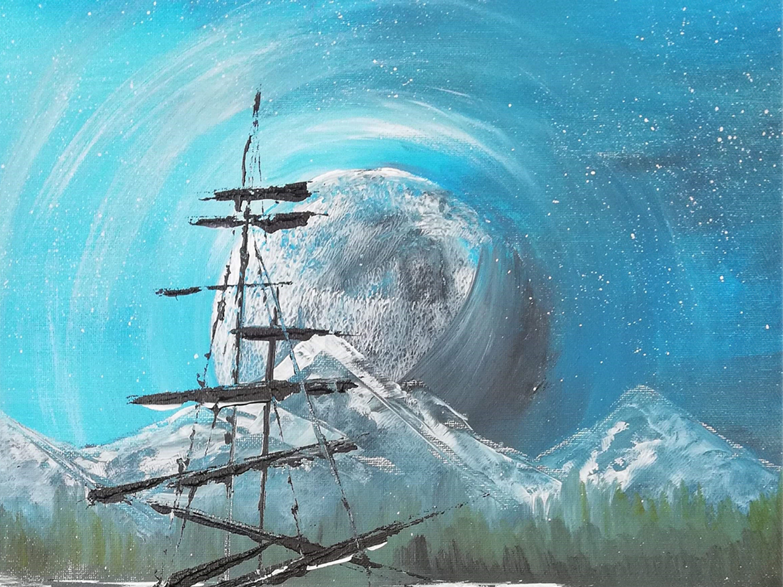 Sea and in blue contemporary art Space art on canvas Etsy