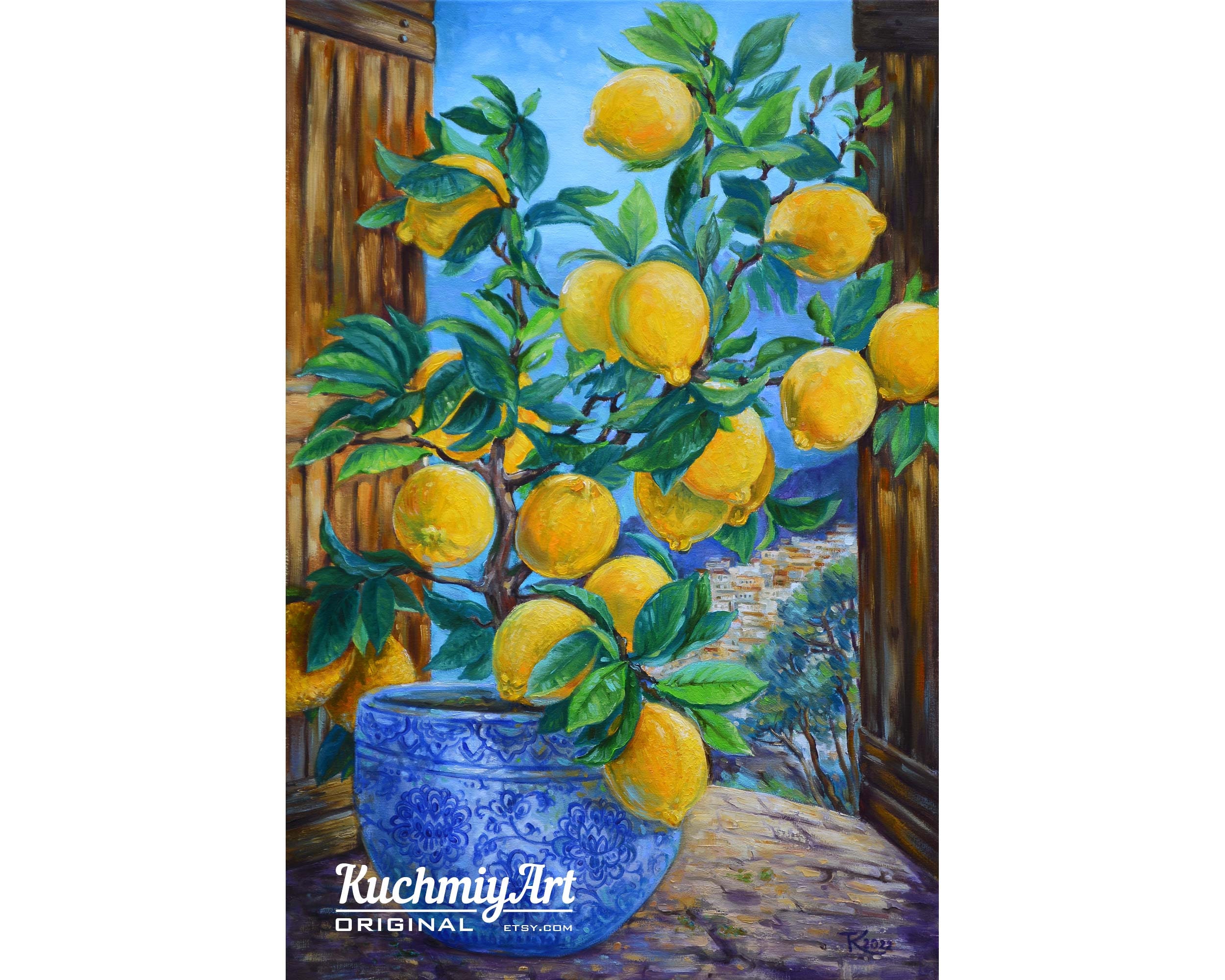 Lemon Tree Painting Original Art Italy Still Life Kitchen Wall - Etsy