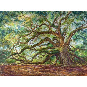Angel Oak Tree Painting Original Art 23.6 x 31.5" Extra Large South Carolina Landscape Wall Art Canvas by Tanya KuchmiyArt