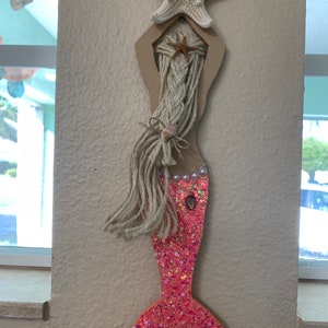 mermaid decor, beach, coastal, mermaid wall hanging