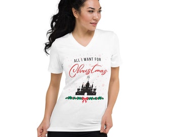 All I Want for Christmas Is Castle Unisex  V-Neck T-Shirt