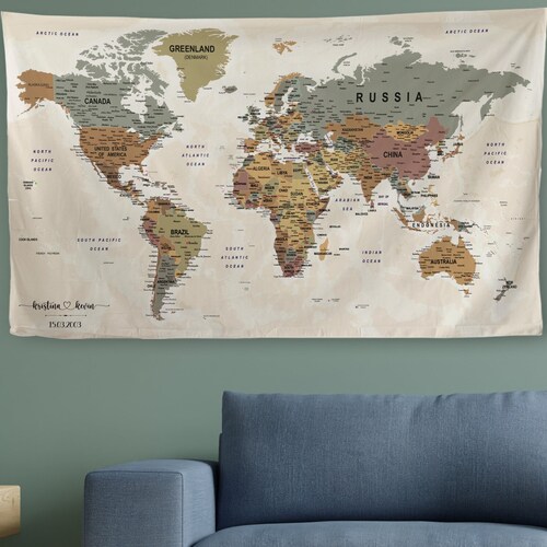 Personalized Tapestry Customized Big Map Tapestry Large Etsy