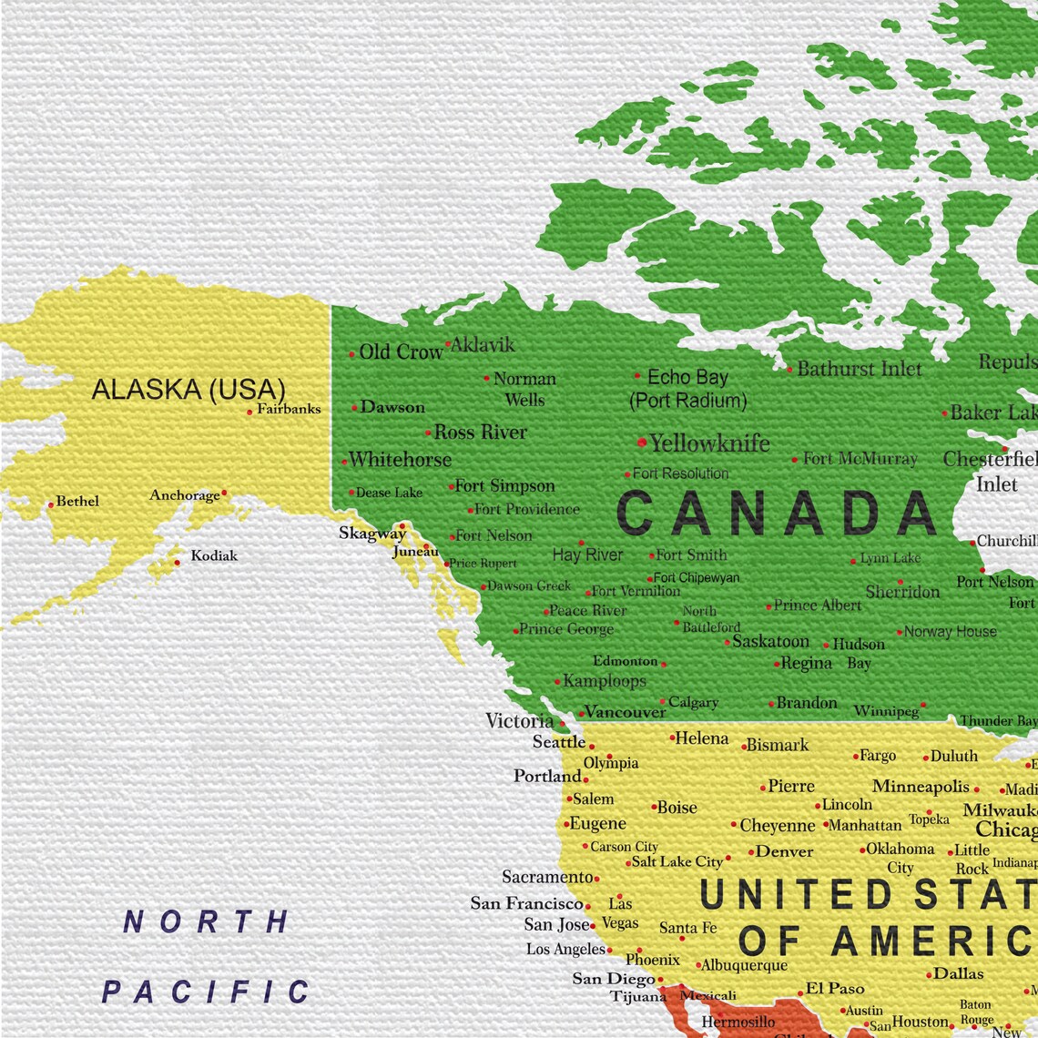 Detailed World Map With Country Flags World Map Large Canvas Etsy