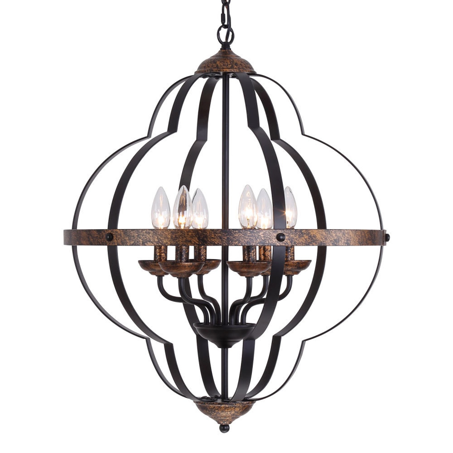 Orb 6Light Chandelier Rustic Vintage Metal Chandelier Etsy