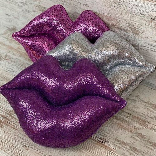 Cute Lip Shaped Pillow Sequins Lips Pillow Design Lip Decor Etsy