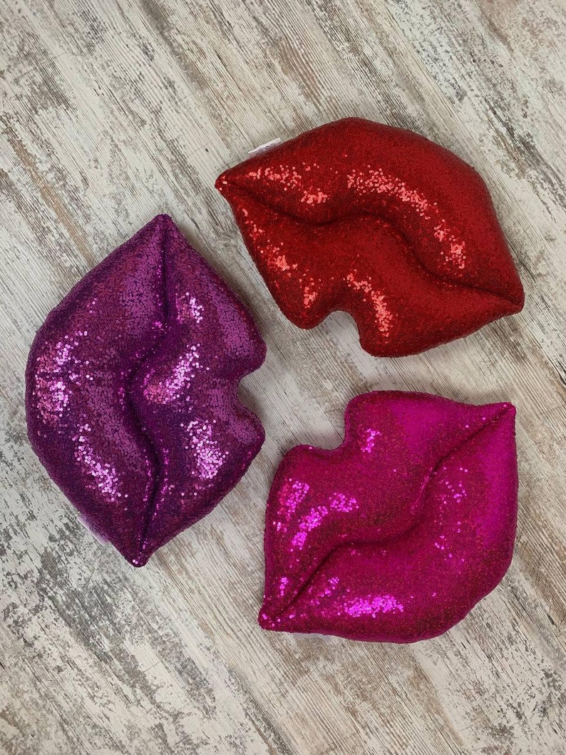 Cute Lip Shaped Pillow Sequins Lips Pillow Design Lip Decor Etsy