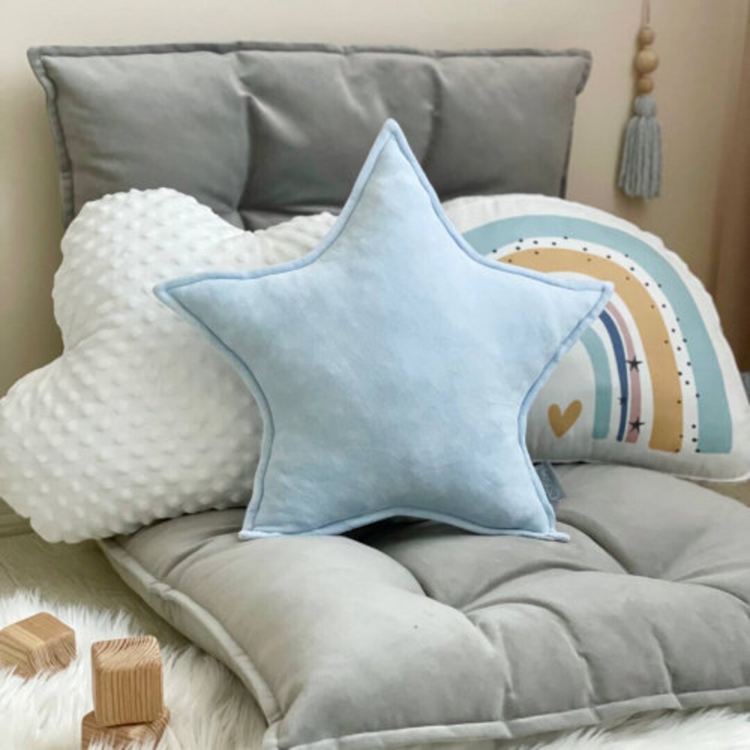 Blue Velvet Star Cushion Star Pillow Ivory Velvet Pillow Star Etsy