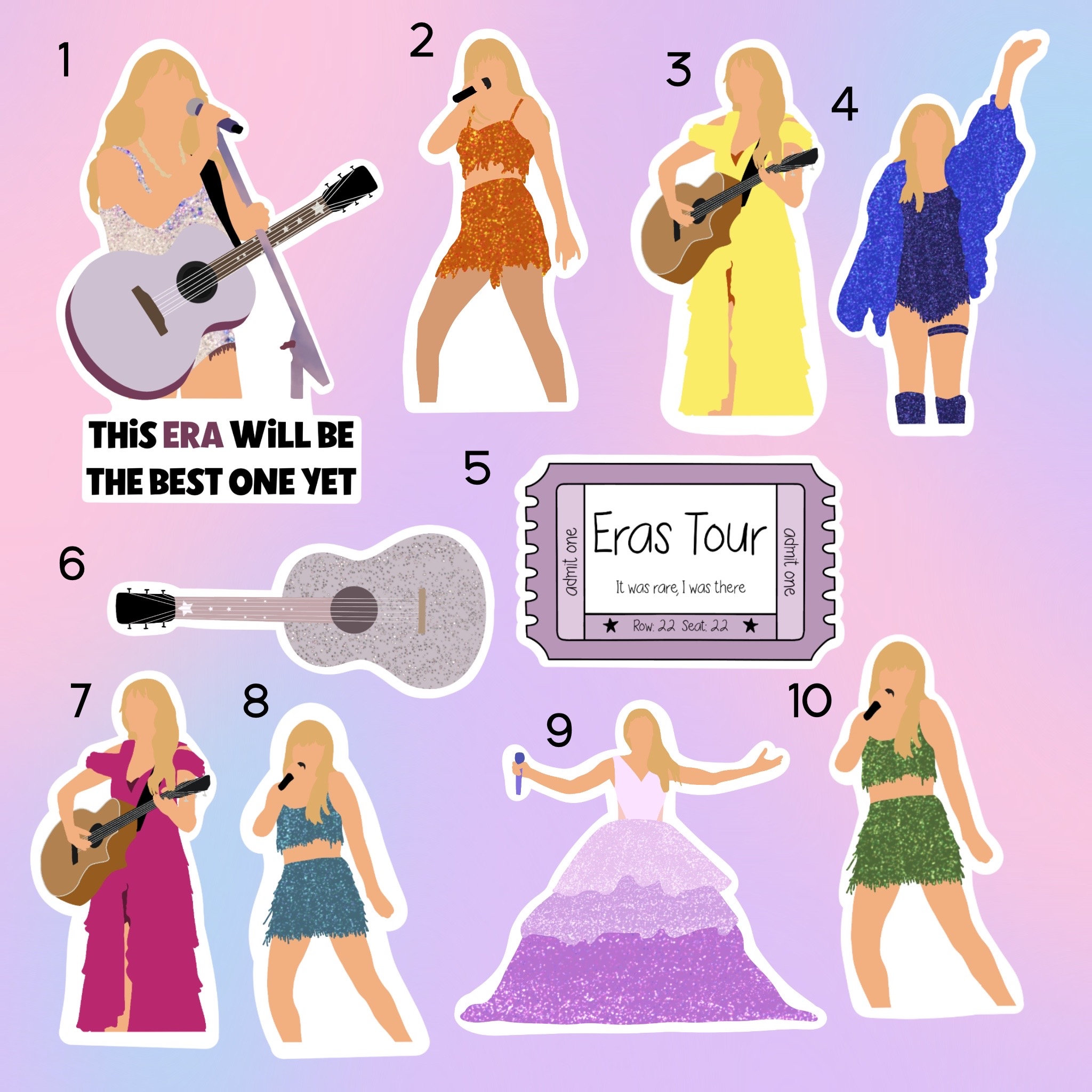 Eras Tour Stickers Taylor Swift Stickers, Waterproof Matte Stickers, Tour  Memorabilia Stickers, Taylor Swift Concert 