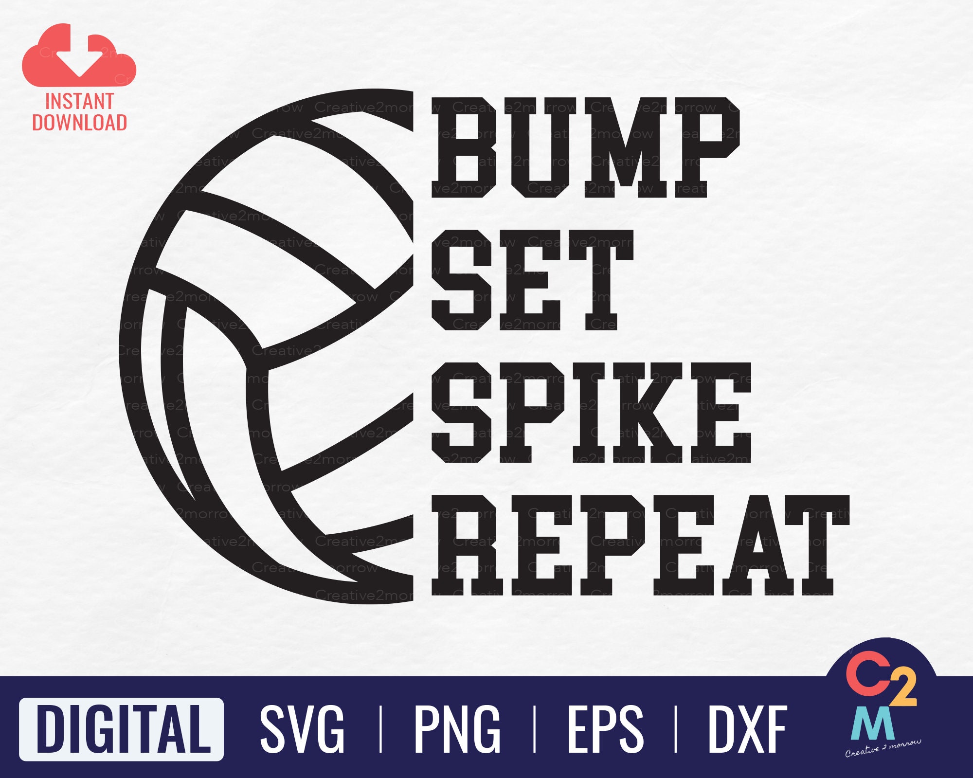 Bump Set Spike Repeat SVG Volleyball SVG Volleyball Player Etsy