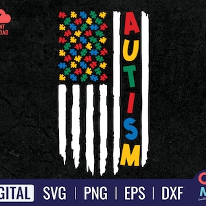 Autism American Flag | American Flag Autism Svg | Autism Awareness Svg | Autism Support Flag | Autism Shirt Svg | Puzzle American Flag Svg
