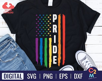 LGBTQ Pride American Flag SVG | Rainbow Flag | Gay Awareness Svg | LGBTQ Pride Svg | Bisexual Pride Svg | Pride Month | Files For Cricut