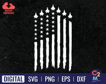 Fighter Jet American Flag SVG | Air Force SVG | Air Force Flag Svg | Fighter Jet Svg | Distressed American Flag Jet | 4th of July Svg