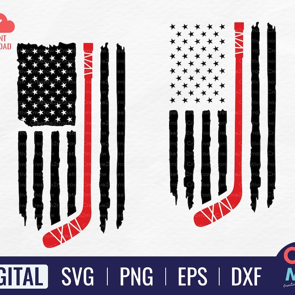 Hockey Flag SVG | American Flag | 4th of July Svg | Hockey Stick Svg | Hockey Shirt | Ice Hockey Svg | Sports Svg | Cricut Cut File