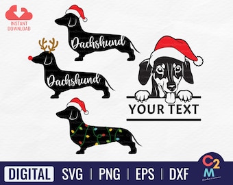 Christmas Dachshund Bundle SVG | Christmas Svg | Dachshund Svg  | Dachshund Shirt | Christmas Lights Svg | Cricut Cut File