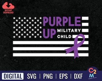 Purple Up Military Child SVG | Military Child American Flag Svg | Proud Army Family Svg | Military Child Month Svg | Purple Ribbon Svg