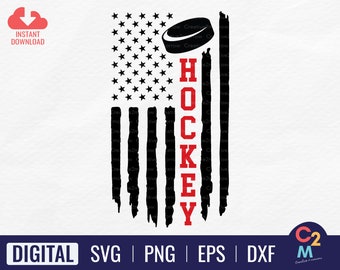 Hockey American Flag SVG | Hockey Flag SVG | Hockey Distressed | Hockey SVG | Hockey 4th of July | Hockey Shirt | Hockey Cut File