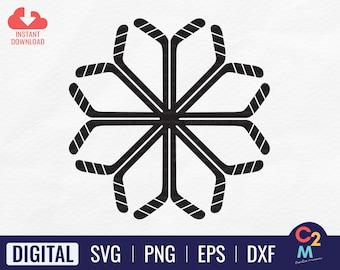 Hockey Stick Snowflake SVG / Hockey SVG / Hockey divertido SVG / Gráfico de hockey / Idea de regalo de hockey / Archivo de corte Cricut / Descarga instantánea