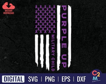 Purple Up Military Child SVG | Military Child American Flag Svg | Proud Army Family Svg | Military Child Month Svg | Files For Cricut