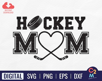 Mamá de hockey SVG / Hockey del corazón / Camisa de mamá de hockey / Hockey SVG / Hockey sobre hielo Svg / Hockey divertido / Mamá deportiva Svg / Archivo de corte Cricut
