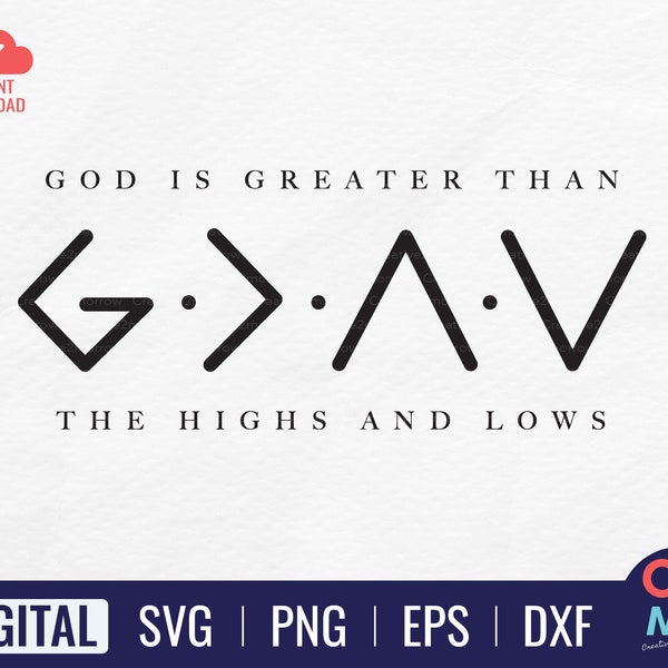 God is Greater Than the Highs and Lows SVG | Christian SVG | God SVG | Bible Quote | Mountain Svg | Religious Svg | Instant Download