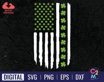 St Patricks American Flag SVG | St Patricks Day Svg | Clover American Flag Svg | Shamrock American Flag | Clover Svg | Lucky Flag Svg