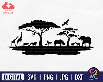 Safari Africa Animal | Safari SVG | Safari Png | Africa Animals | Animal Clipart | Silhouette Animals | Cricut Cut File | Instant Download