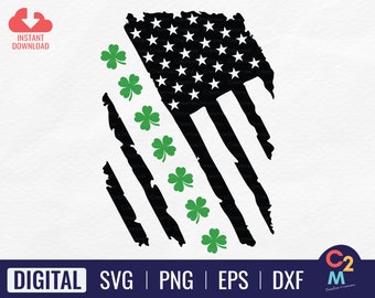 St Patricks American Flag SVG | St Patricks Day Svg | Clover American Flag Svg | Shamrock American Flag | Lucky Flag Svg | Clover Svg