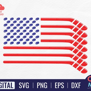 Hockey Flag SVG | American Flag | 4th of July Svg | Patriotic | Hockey Shirt | Ice Hockey Svg | Sports Svg | Cricut Cut File