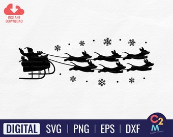 Christmas Dachshund, Sleigh Ride SVG | Santa Dachshund | Dachshund SVG | Christmas SVG | Cricut Cut File | Instant Download
