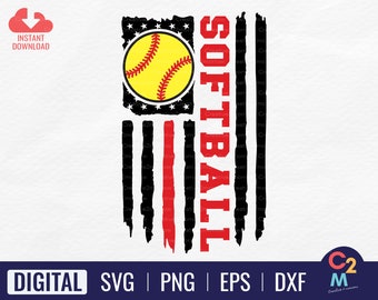 Softball American Flag SVG | Softball Usa Flag SVG | Softball Flag SVG | Softball Shirt | Softball Svg | Softball 4th of July
