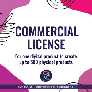 Commercial License | Business Use License | For one digital product to create up to 500 physical products
