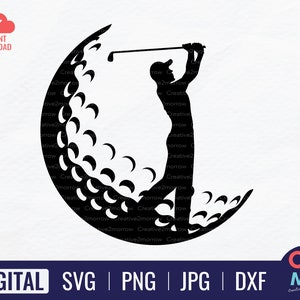 Logo de golf SVG | Golf SVG | Joueur de golf | Clipart golf | Balle de golf SVG | Vecteur De Golf | Silhouette de golf | Fichier de coupe Cricut | Téléchargement instantané