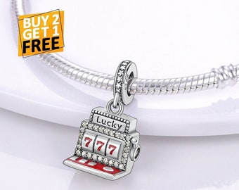 Slot Machine Charm, Casino Jackpot Charm, Las Vegas Charm, Lucky 777 Charm, Fits Pandora & European Bracelets, Gambling Charm, Bucket List