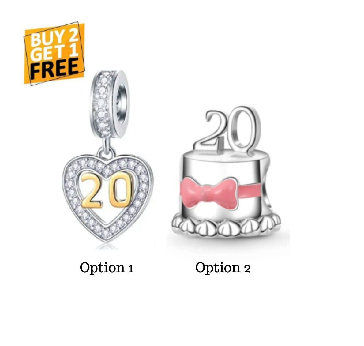 20th Birthday Celebration Charm 20th Birthday Cake Charm S925