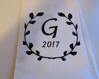 Custom Cotton Flour Sack Tea Towel - Initial towel