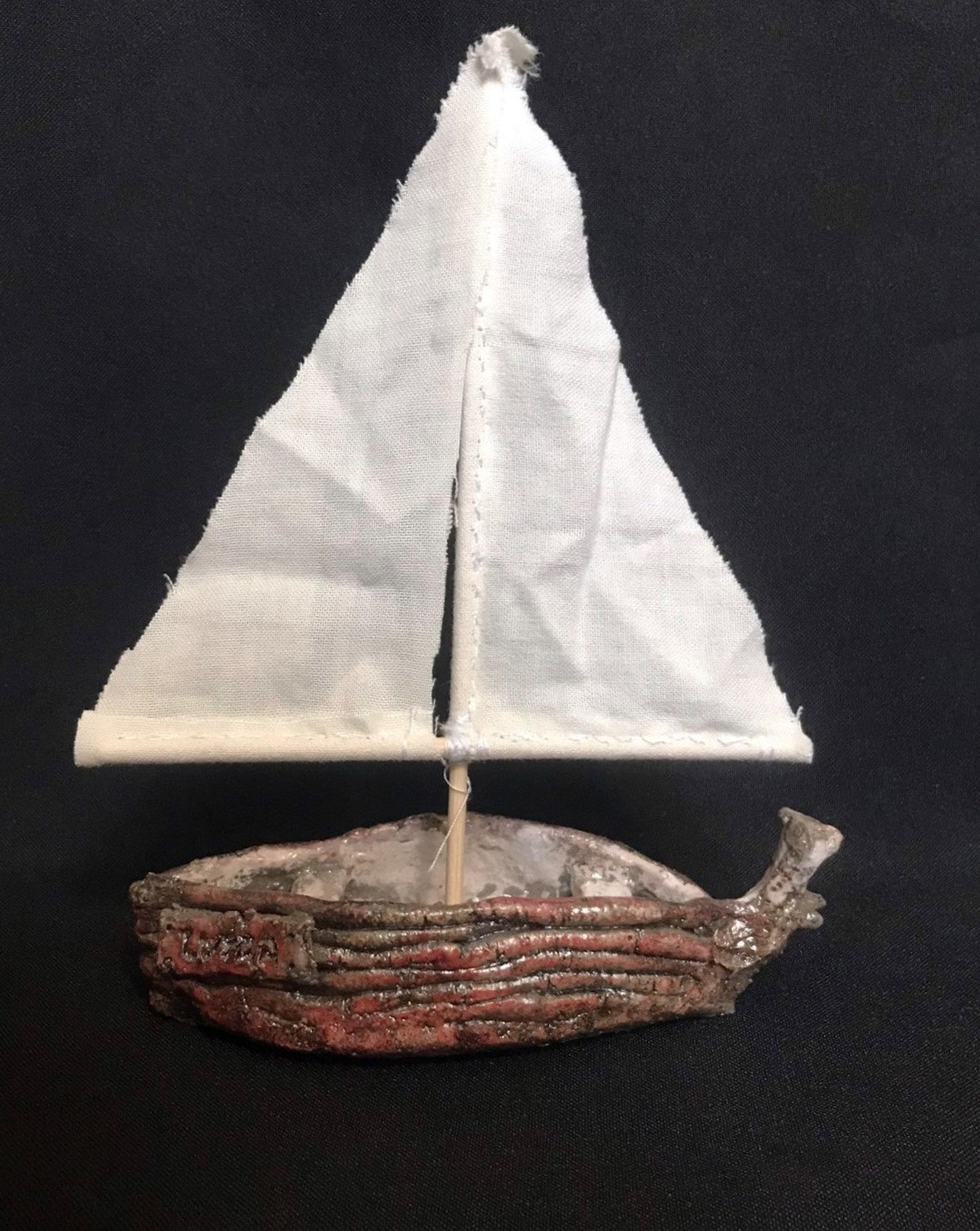 Raku ceramic boat figurine Etsy