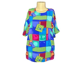 Vintage 80s Casual Corner Abstract Blouse