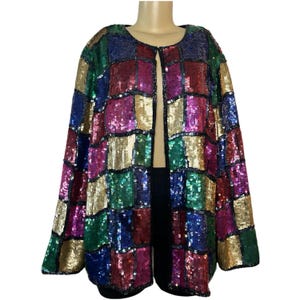 Vintage 80s The Evening Store Multi Color Sequin Jacket