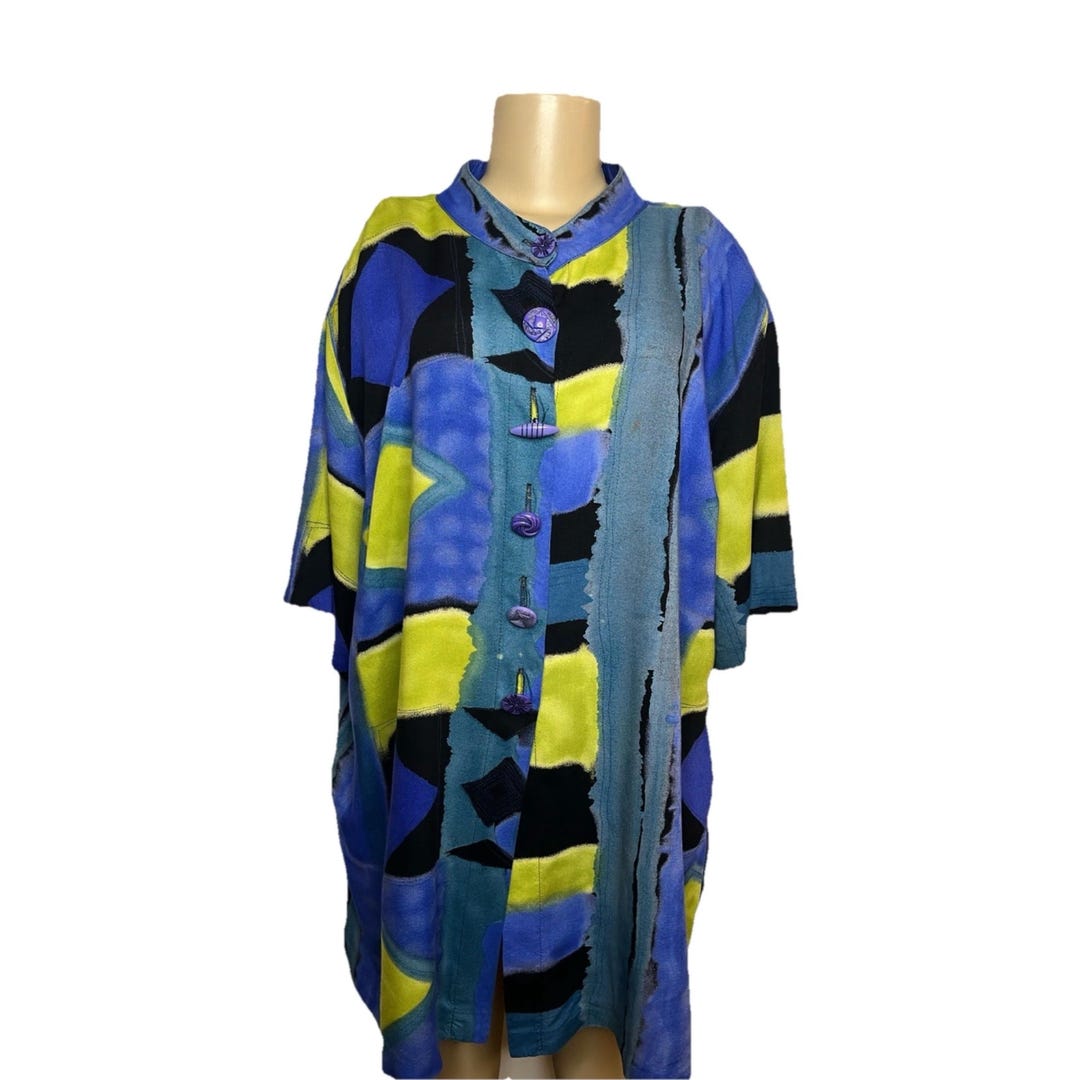 Vintage 80s Sharon Anthony Colorful Abstract Blouse - Etsy
