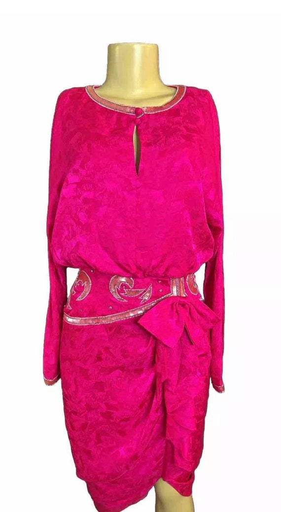 Vintage Spenser Jeremy Hot Pink Silk Dress