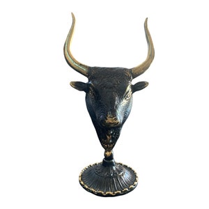 Minotaur, Bronze Bull Statue, Bull&#39;s Head, Museum Replica, Metal Art Sculpture, Crete, Minoan Civilization, Knossos, Crete Art