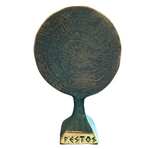 Minoan Disc of Phaistos, Greek Statue, Museum Replica, Bronze Office Decor, Metal Art Sculpture,  Minoan Civilization, Crete,Greek Mythology