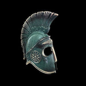 Spartan Ancient Greek,Solid  Bronze, Museum Replica, Metal Art Sculpture, Greek Helmet