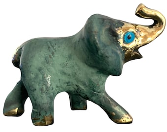 Bronze Elephant, Symbol of Wisdom, Metal Art Sculpture, Animal, Bronze Statue, Patina