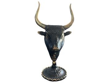 Minotaur, Bronze Bull Statue, Bull's Head, Museum Replica, Metal Art Sculpture, Crete, Minoan Civilization, Knossos, Crete Art
